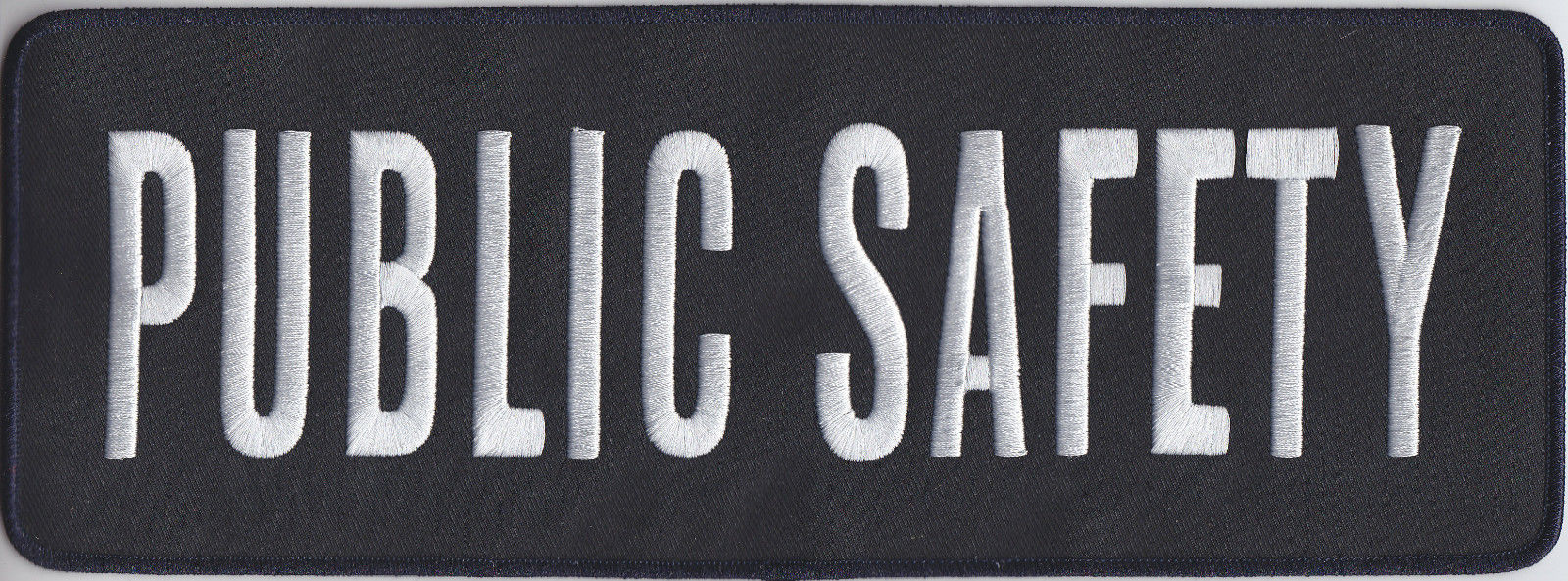 PUBLIC SAFETY White on Midnight Navy Blue Back Panel Patch 11" X 4"